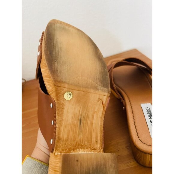 NWOT Steve Madden Wooden Open Toe Sandle Sz 10 - Picture 5 of 7